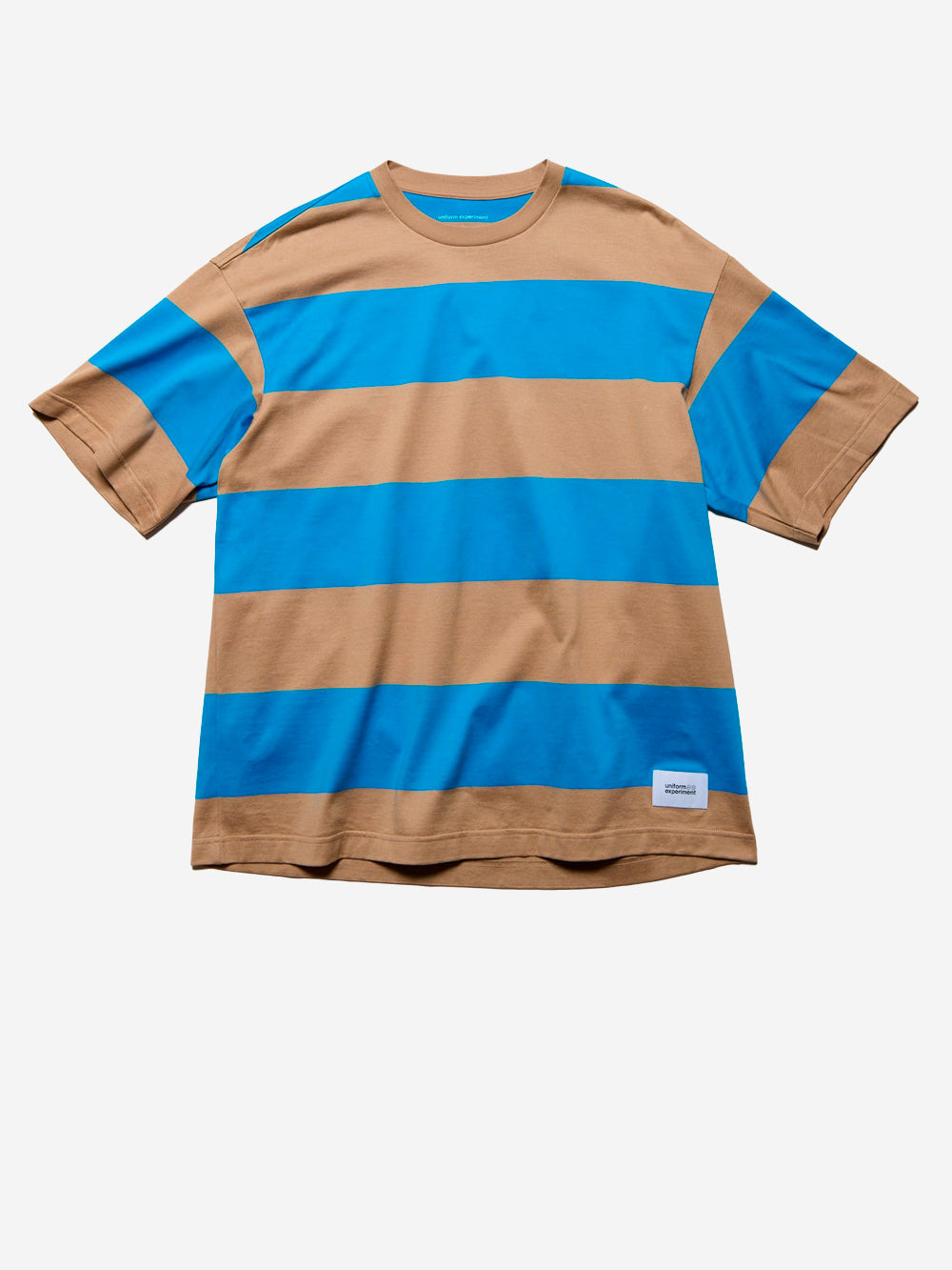 UNIFORM EXPERIMENT T-shirt a righe in cotone mercerizzato beige e blu Beige blu Urbanstaroma