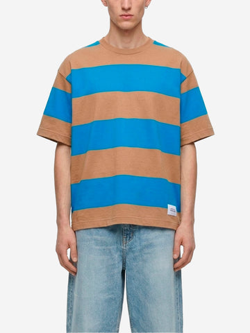 UNIFORM EXPERIMENT T-shirt a righe in cotone mercerizzato beige e blu Beige blu