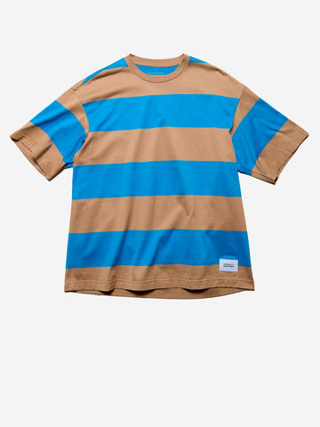UNIFORM EXPERIMENT T-shirt a righe in cotone mercerizzato beige e blu Beige blu