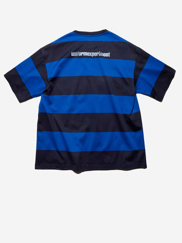 UNIFORM EXPERIMENT T-shirt a righe in cotone mercerizzato blu e nera Blu nera