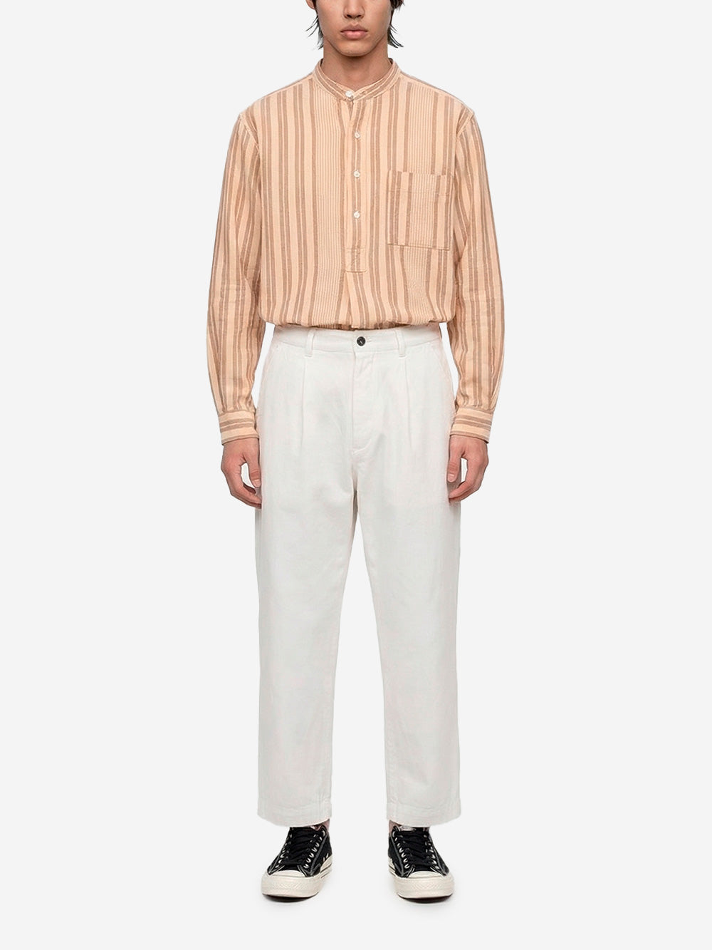 UNIVERSAL WORKS Pantaloni Duke ecru in cotone fiammato Panna Urbanstaroma