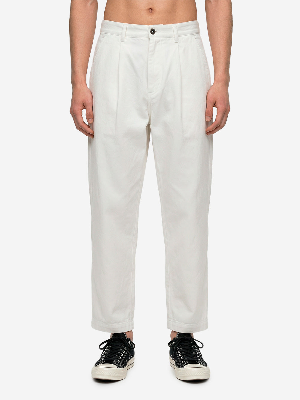 UNIVERSAL WORKS Pantaloni Duke ecru in cotone fiammato Panna Urbanstaroma