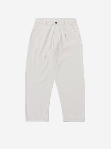 UNIVERSAL WORKS Pantaloni Duke ecru in cotone fiammato Panna