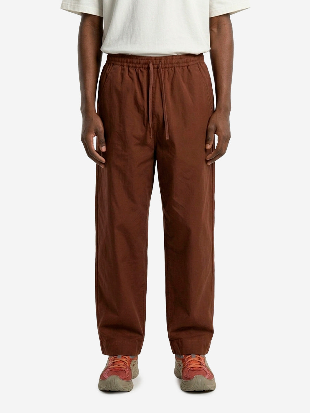UNIVERSAL WORKS Pantaloni marroni 'Judo' in cotone spazzolato Marrone Urbanstaroma
