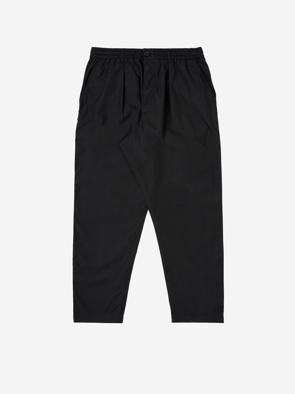 UNIVERSAL WORKS Pantaloni neri con piega frontale e coulisse Nero Urbanstaroma