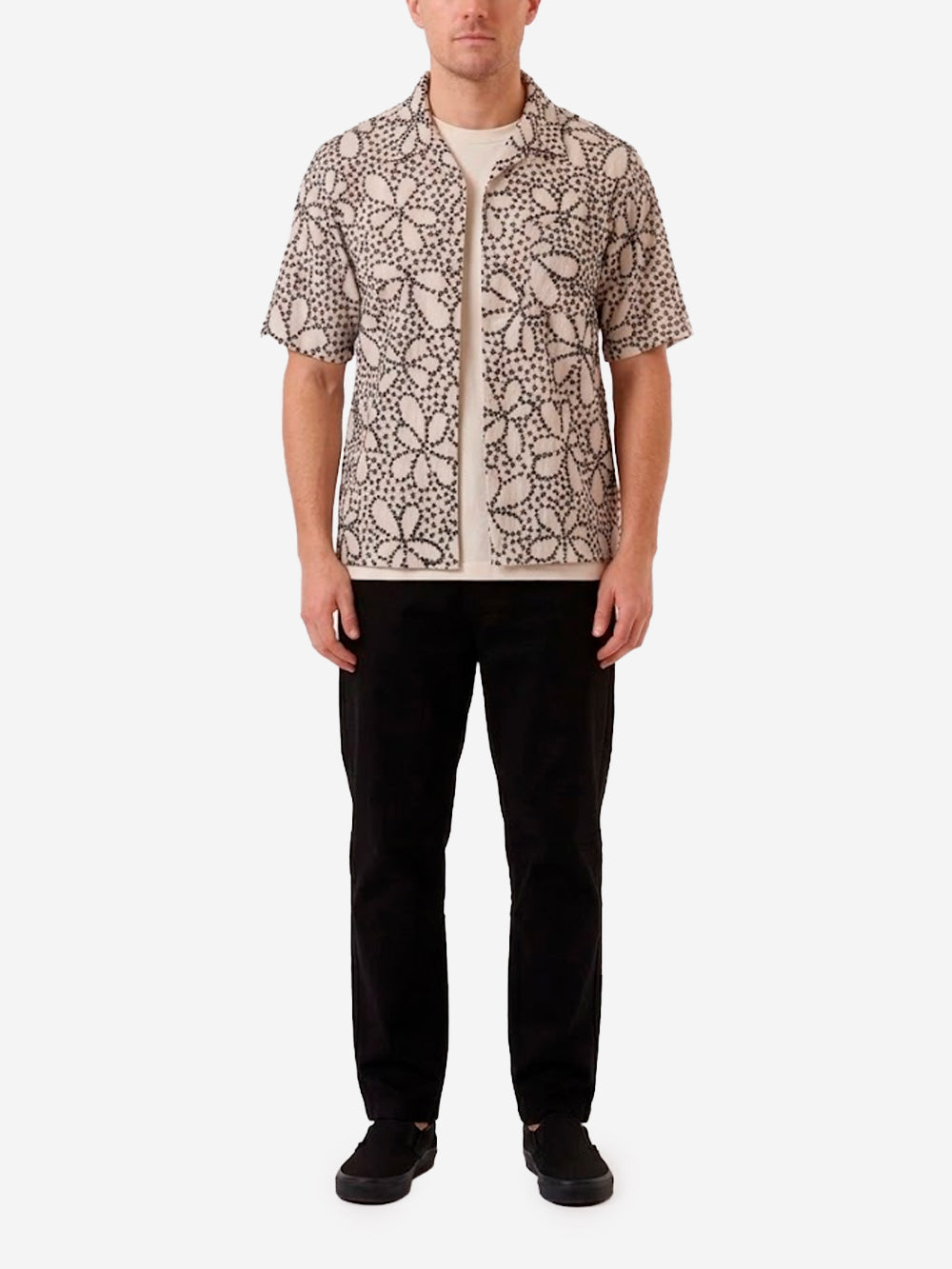 UNIVERSAL WORKS Pantaloni neri con piega frontale e coulisse Nero Urbanstaroma