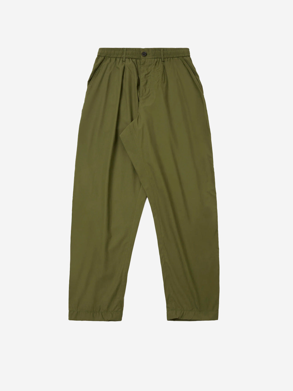 UNIVERSAL WORKS Pantaloni verdi con piega frontale e coulisse Verde Oliva Urbanstaroma