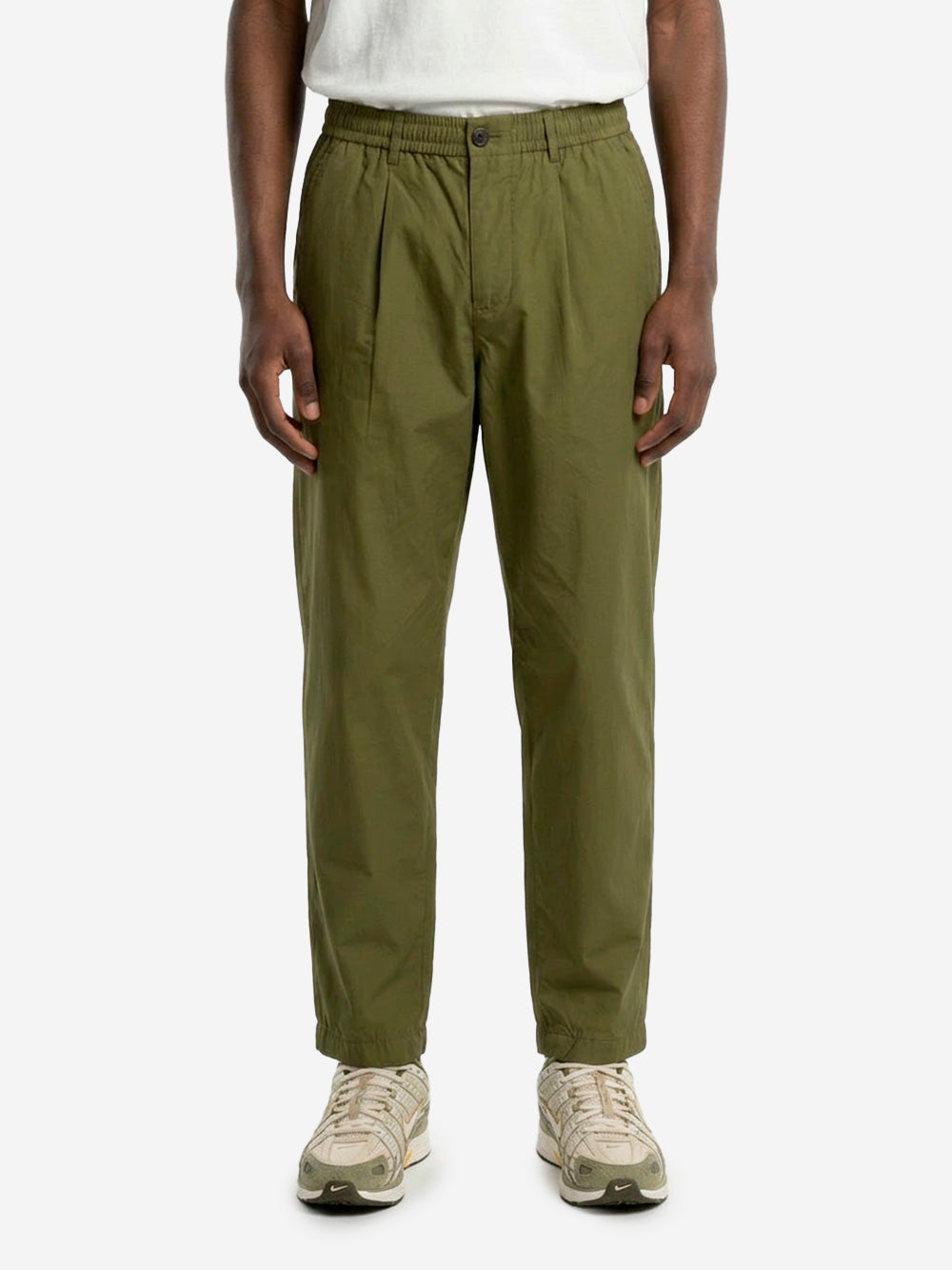 UNIVERSAL WORKS Pantaloni verdi con piega frontale e coulisse Verde Oliva Urbanstaroma