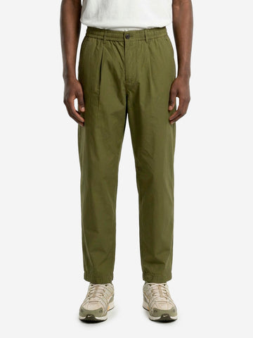 UNIVERSAL WORKS Pantaloni verdi con piega frontale e coulisse Verde Oliva