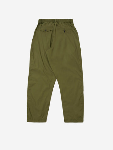 UNIVERSAL WORKS Pantaloni verdi con piega frontale e coulisse Verde Oliva