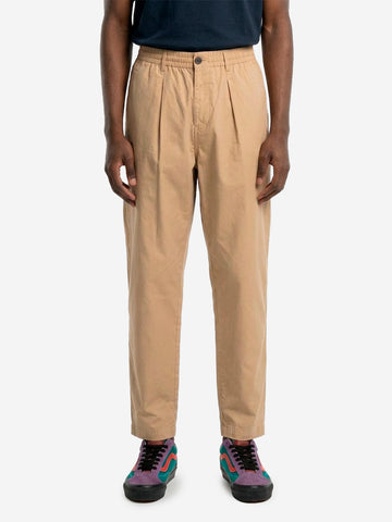 UNIVERSAL WORKS Pantaloni beige con piega frontale e coulisse Sabbia