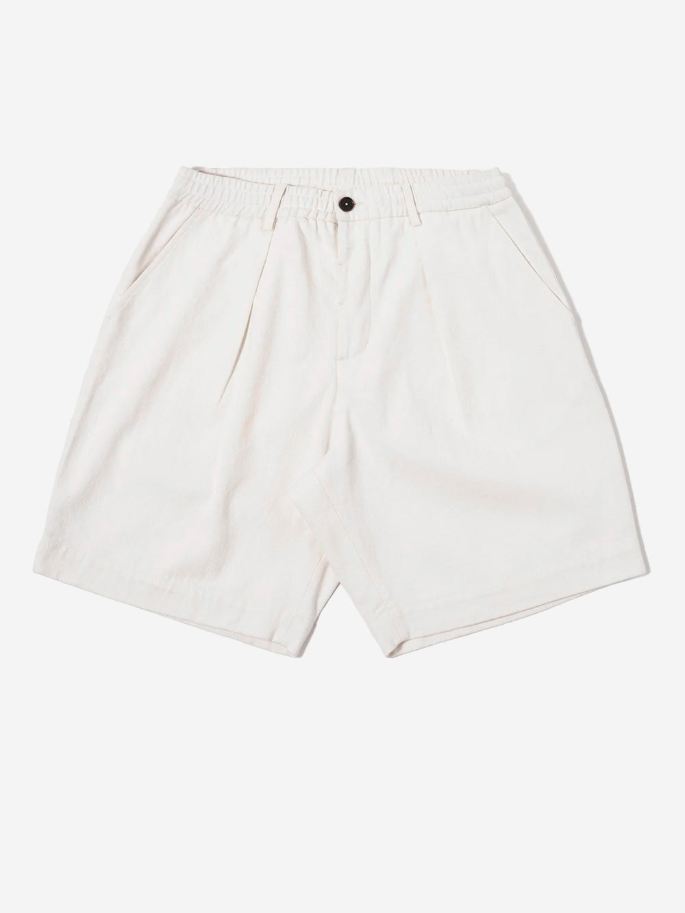 UNIVERSAL WORKS Shorts track pleated in cotone fiammato ecru Panna Urbanstaroma