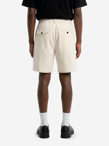UNIVERSAL WORKS Shorts track pleated in cotone fiammato ecru Panna