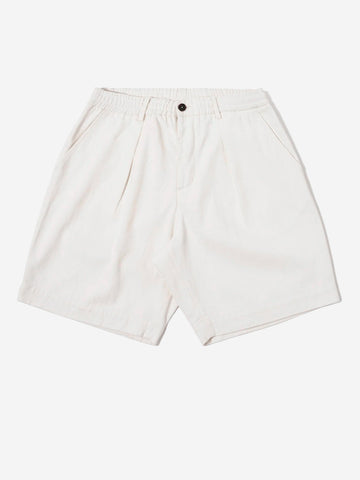 UNIVERSAL WORKS Shorts track pleated in cotone fiammato ecru Panna