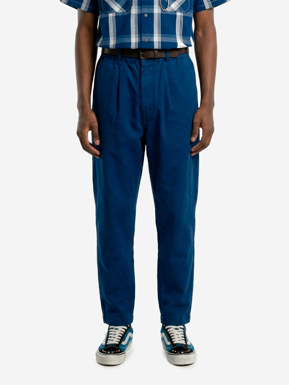 UNIVERSAL WORKS Pantaloni pleated track con pince in tessuto Kimstop in blu Blu Urbanstaroma