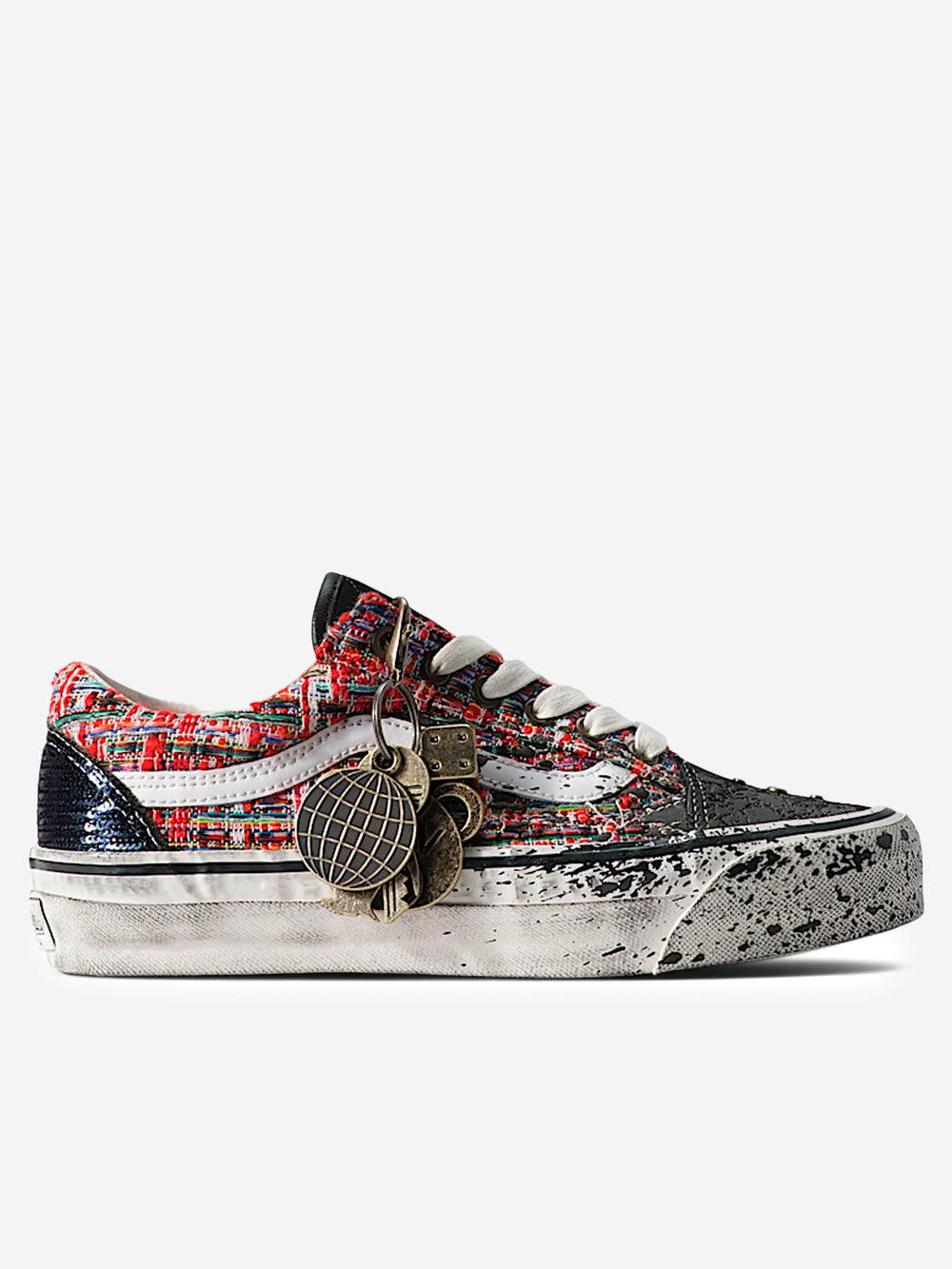 VANS Premium Old Skool 'Charms' con tweed rosso e nero Nero rosso Urbanstaroma