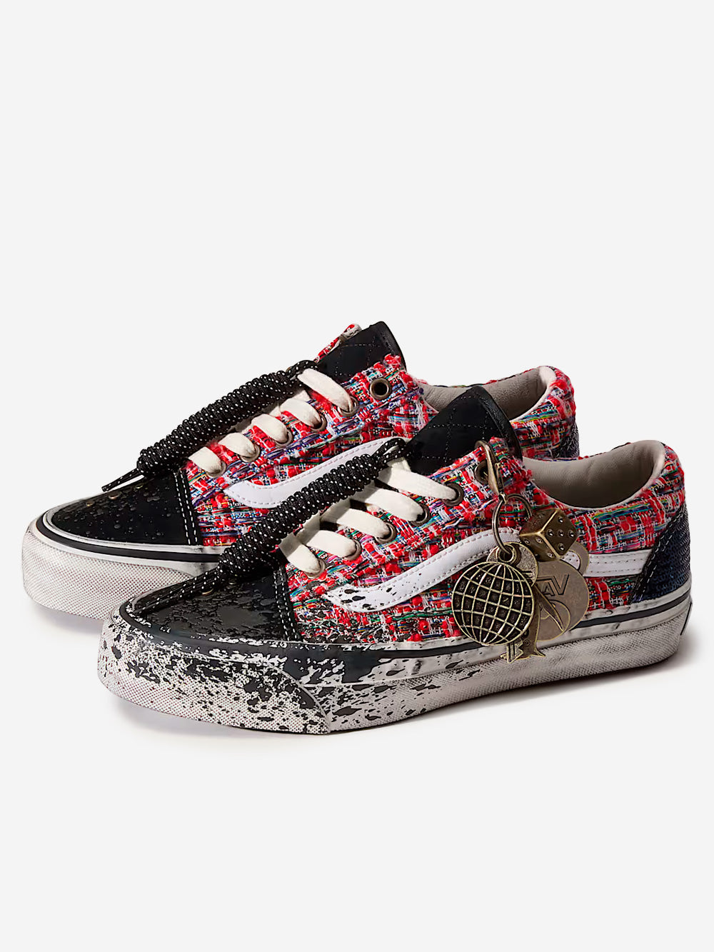 VANS Premium Old Skool 'Charms' con tweed rosso e nero Nero rosso Urbanstaroma