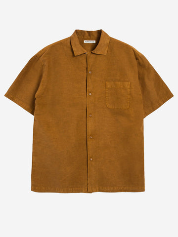 YMC Camicia a manica corta 'Sidri' in misto lino e lyocell Mattone