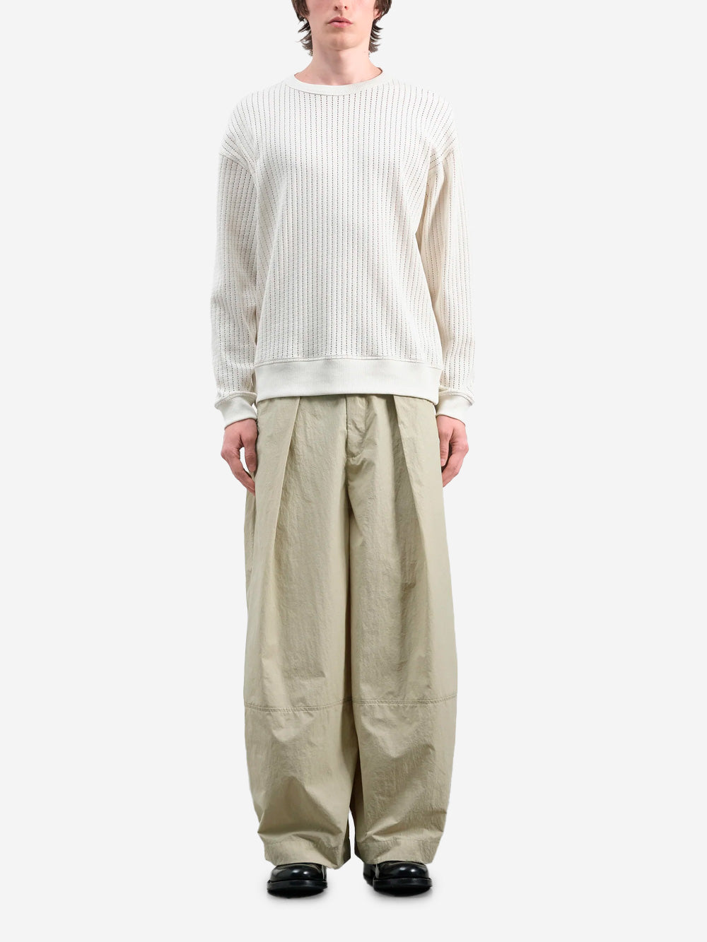 YMC Pantaloni 'Deadbeat' pleated a gamba ampia beige stone Beige Urbanstaroma