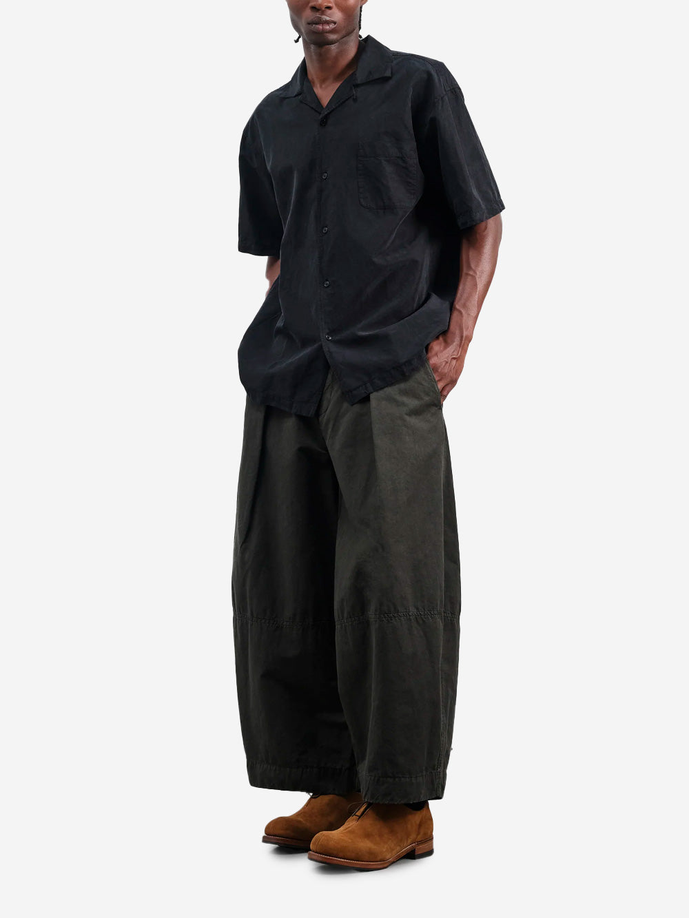 YMC Pantaloni 'Deadbeat' pleated a gamba ampia verde scuri Verde scuro Urbanstaroma