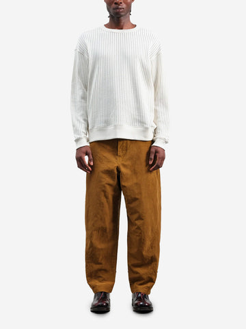 YMC Pantaloni Twisted Seam in misto lyocell e lino Mattone