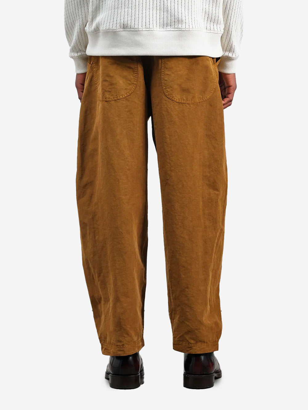 YMC Pantaloni Twisted Seam in misto lyocell e lino Mattone Urbanstaroma