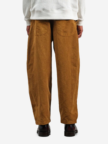 YMC Pantaloni Twisted Seam in misto lyocell e lino Mattone
