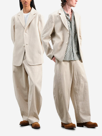 YMC Pantaloni barrel beige in misto lino Stone