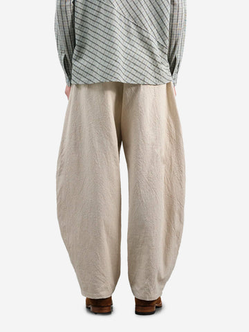 YMC Pantaloni barrel beige in misto lino Stone