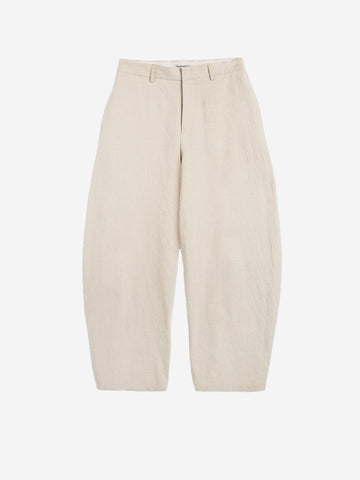 YMC Pantaloni barrel beige in misto lino Stone