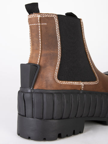 Vulcanized leather ankle boots