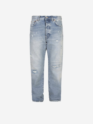 P011 Jeans mit mittelhohem Bund und geradem Bein
