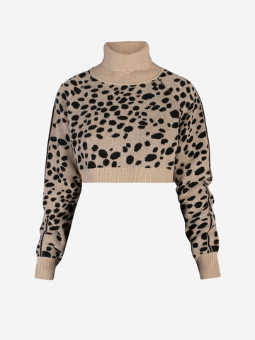 Spotted cropped turtleneck