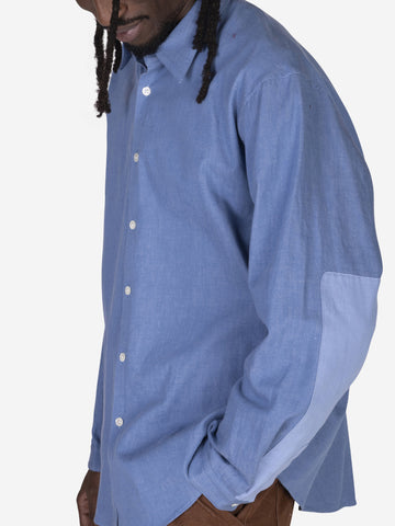 DIGAWEL Camicia con patch sui gomiti blu