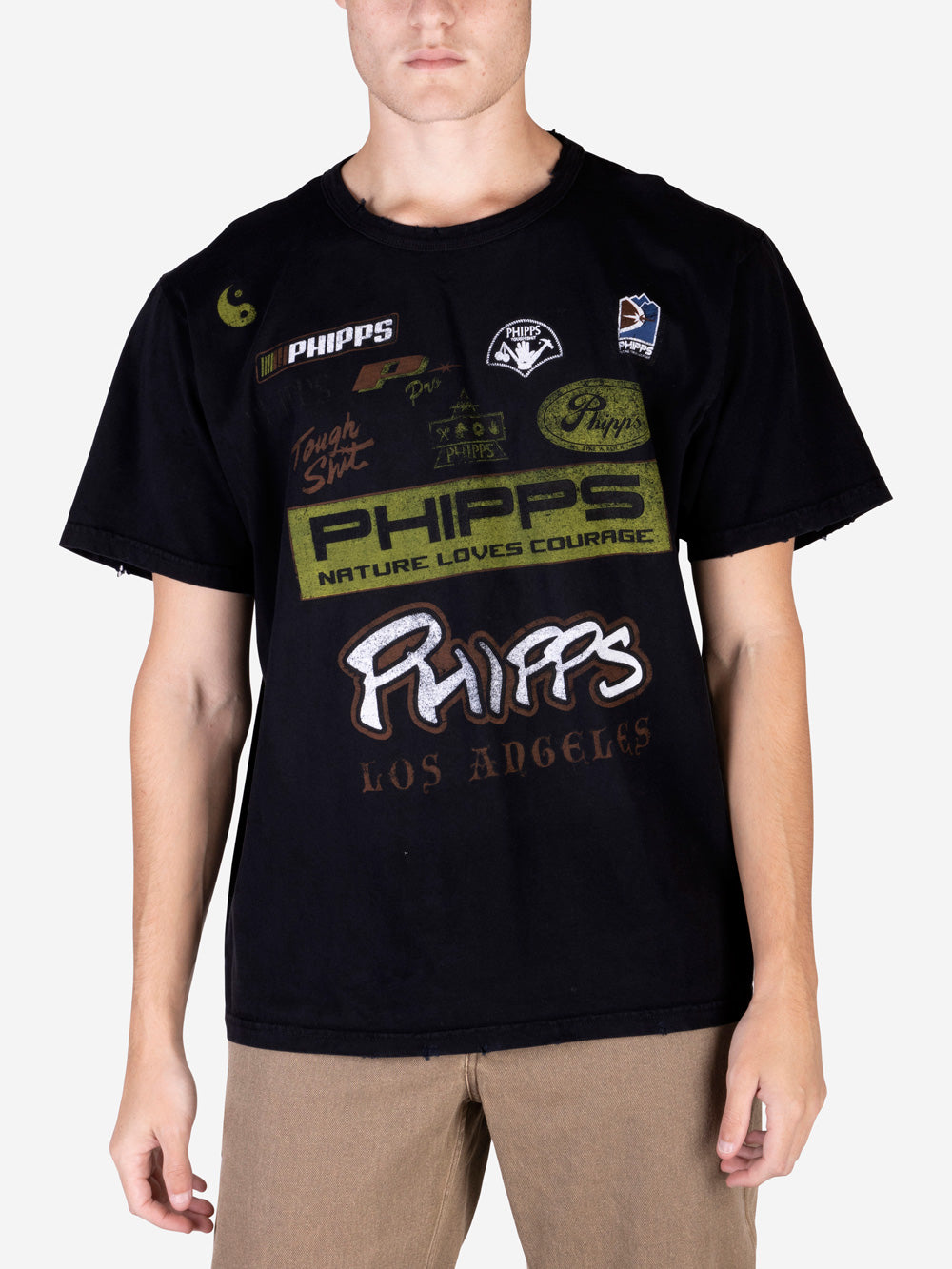 PHIPPS T-shirt distressed con stampa Nero Urbanstaroma