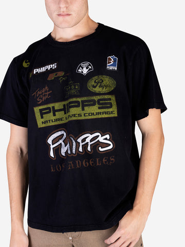 PHIPPS T-shirt distressed con stampa Nero