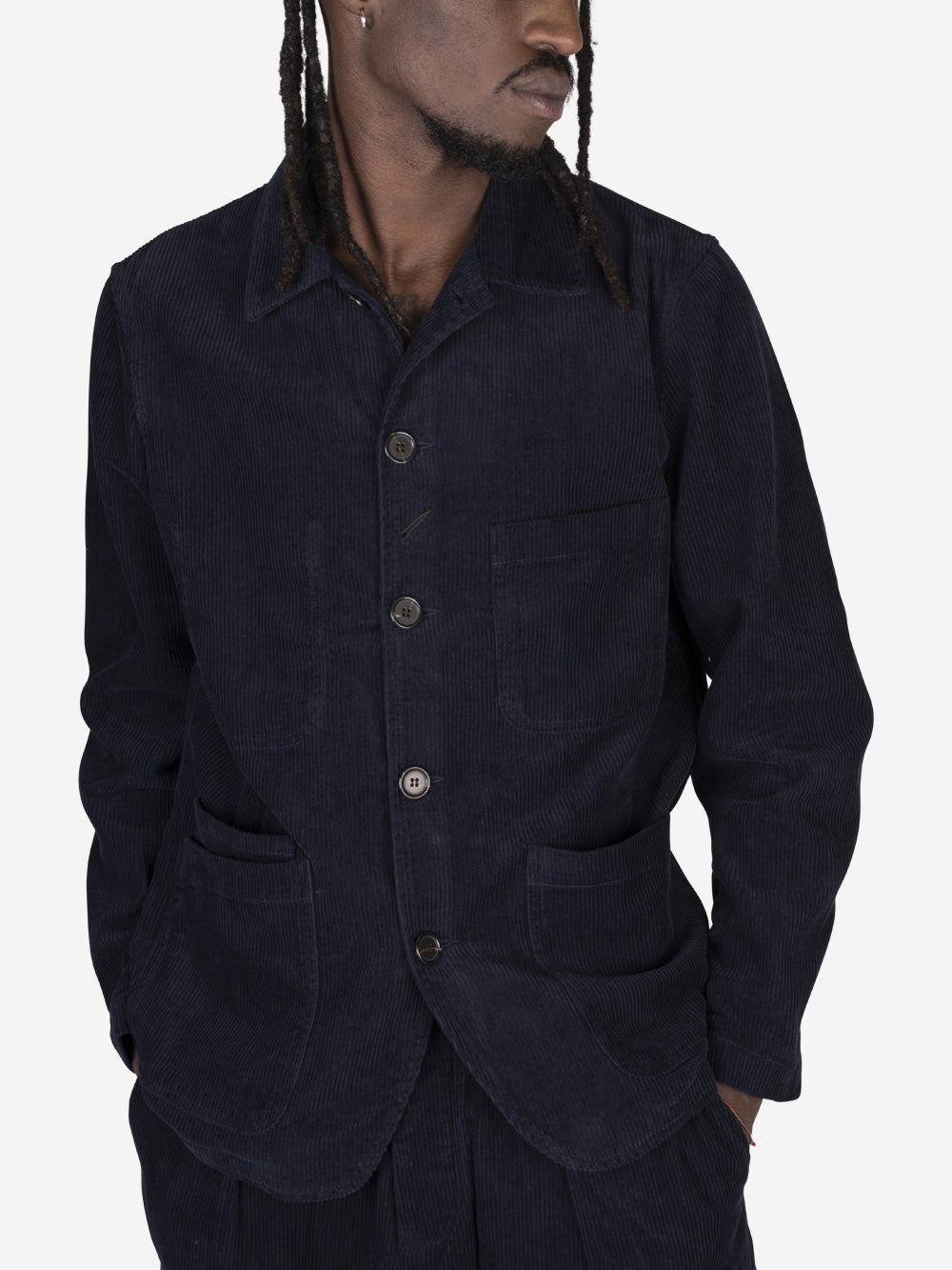 UNIVERSAL WORKS Giacca Bakers in corduroy Navy Urbanstaroma