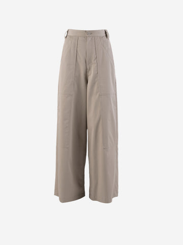 Cotton twill flared pants