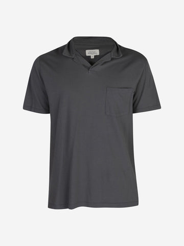 Grey cotton pique polo shirt
