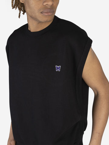 Schwarzes ärmelloses Sweatshirt aus C/PE-Jersey