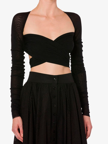 Top cropped in tulle stretch