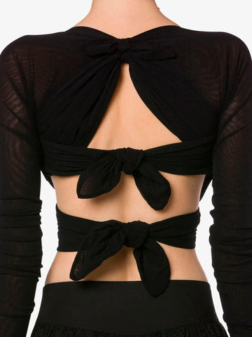 Top cropped in tulle stretch