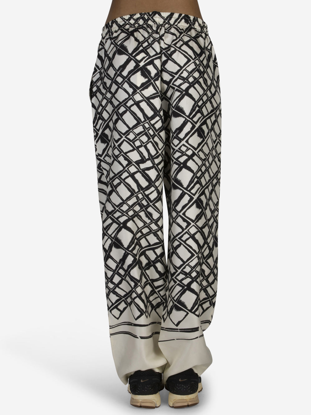 ROHE Pantaloni in seta stampata Bianco nero Urbanstaroma