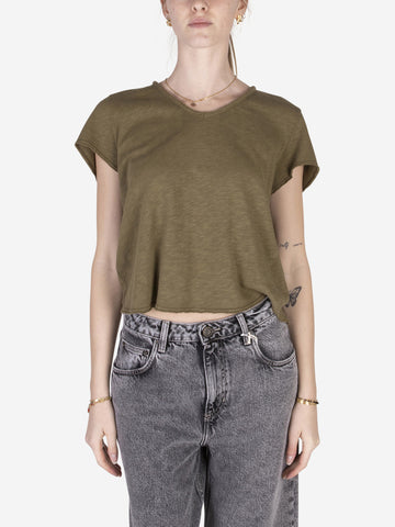 AMERICAN VINTAGE T-shirt cropped in cotone Verde