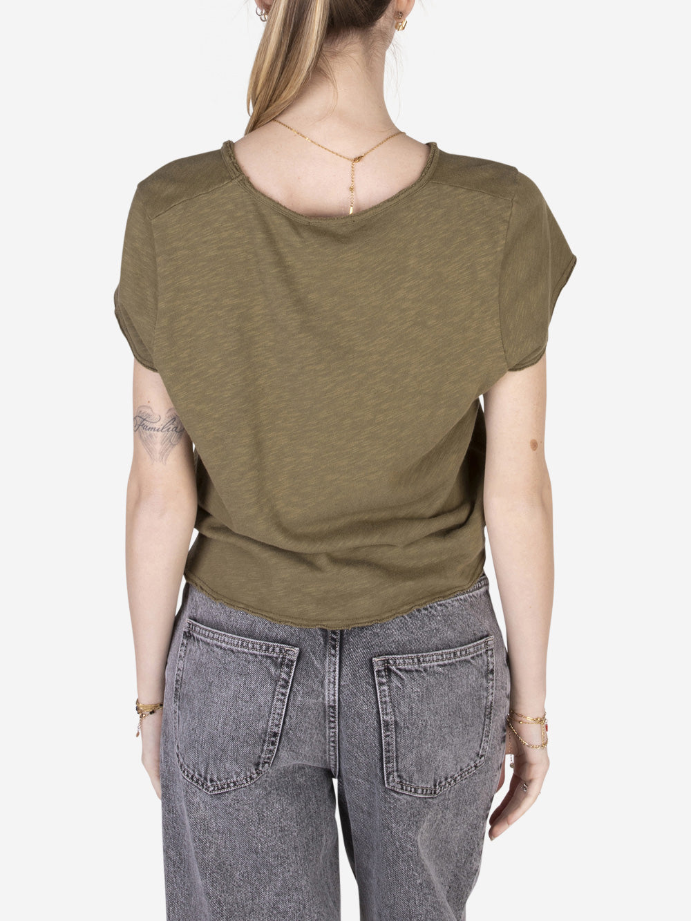 AMERICAN VINTAGE T-shirt cropped in cotone Verde Urbanstaroma