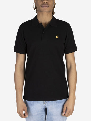 CARHARTT WIP Polo Chase in cotone piquet Nero