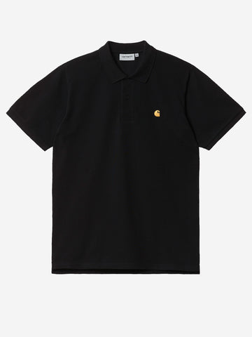 CARHARTT WIP Polo Chase in cotone piquet Nero