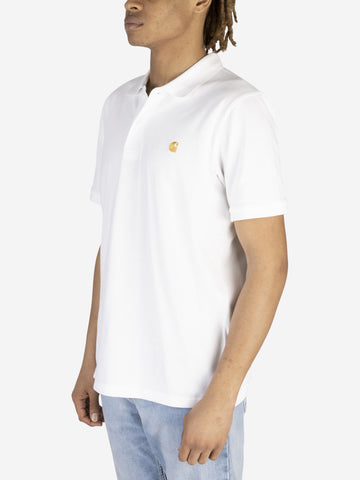 CARHARTT WIP Polo Chase in cotone piquet Bianco