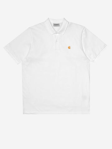 CARHARTT WIP Polo Chase in cotone piquet Bianco