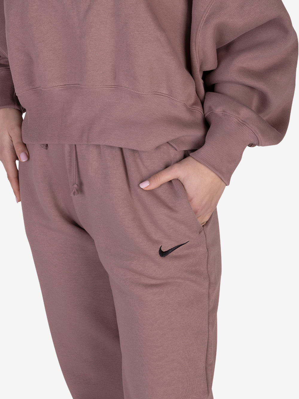NIKE Pantaloni Sportswear Phoenix Fleece oversize a vita alta Malva Urbanstaroma